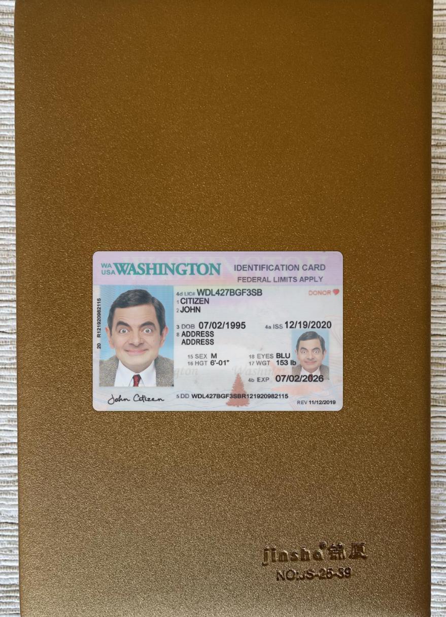 Downloadable USA Washington ID card 2020 present photolook real example
